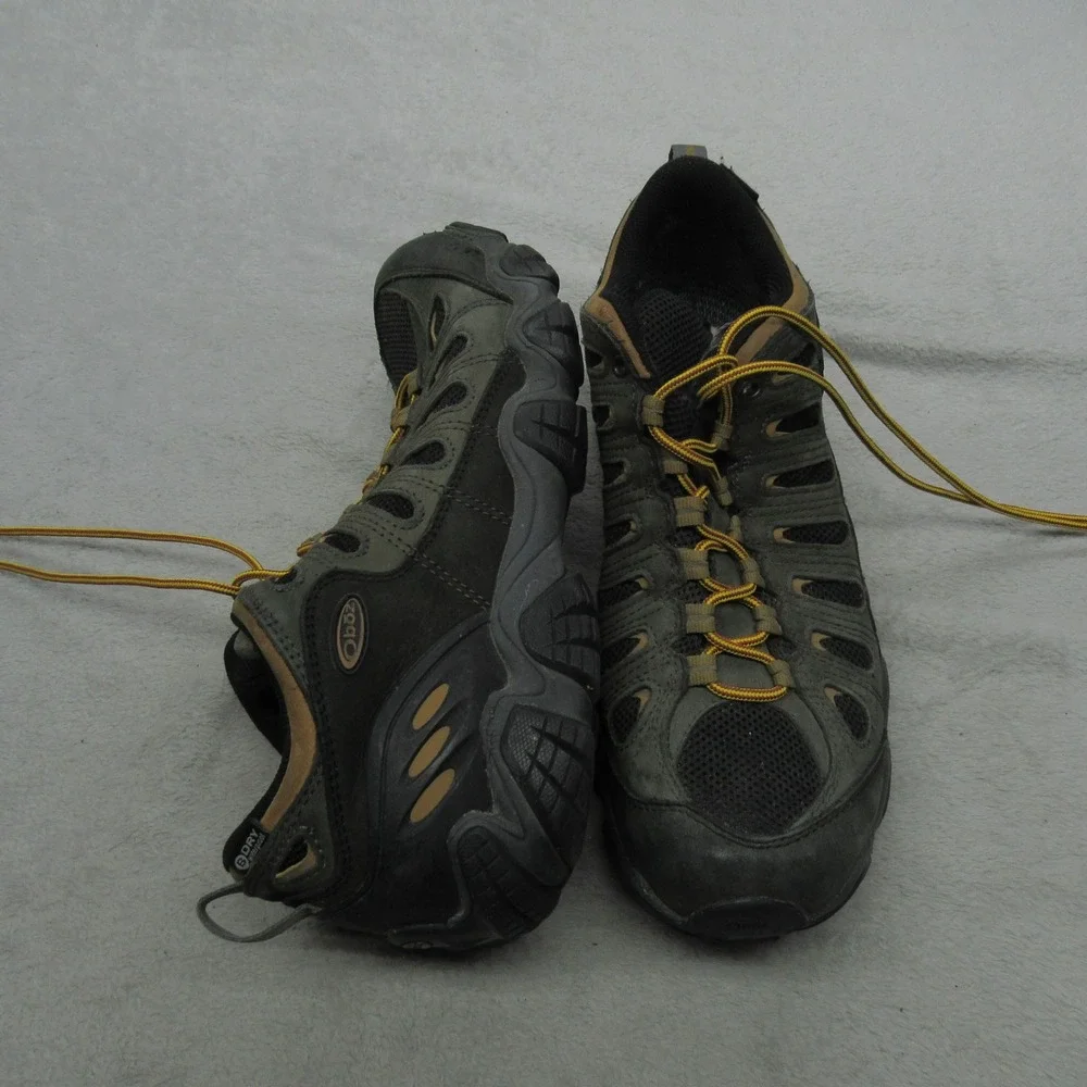 Oboz Men 11.5 Hiking Shoes Green Brown Low Top Walking Athletic Winter Gear‎